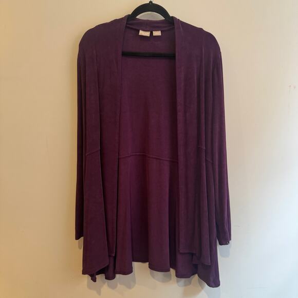 Chico's Travelers Cardigan Purple Open Front Long Sleeve Women's Size 3/XL - Picture 1 of 4